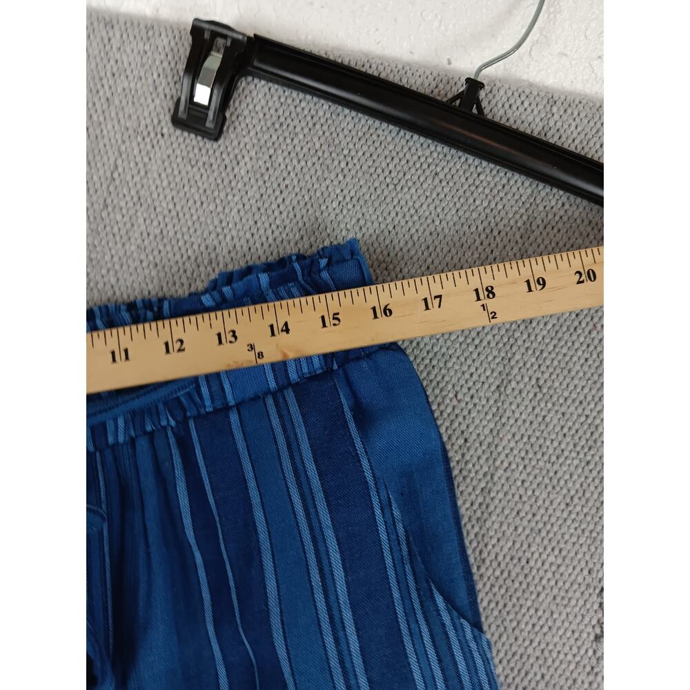Indigo Rein Linen Blend‎ Pants Women's Large 32X28 Blue Striped Wide Leg Beach - Picture 10 of 14
